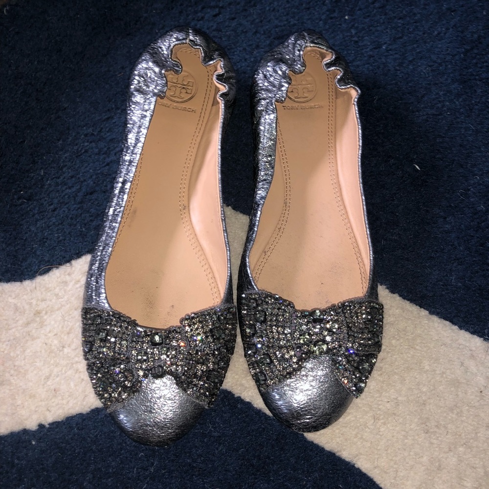 Tory Burch crystal bow flats 8.5